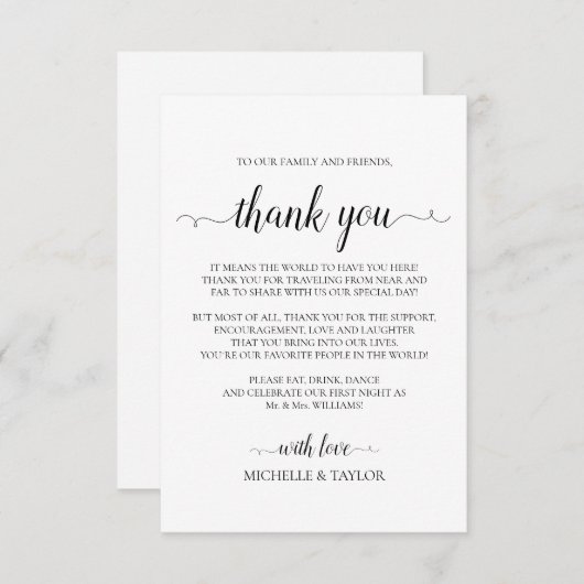 シンプルミニマエレガントリストサンキューカード ノートカード (正面/裏面)