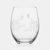 シンプルミニマエレガントリストバードオーバーレイフローラ ステムなしワイングラス (正面)