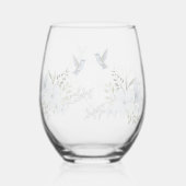 シンプルミニマエレガントリストバードオーバーレイフローラ ステムなしワイングラス (裏面)