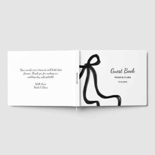 シンプルミニマエレガントリストブラックボウ ゲストブック (全面)