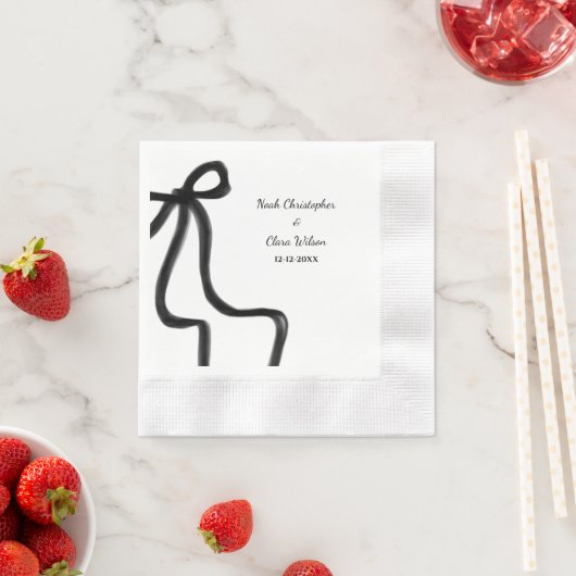 シンプルミニマエレガントリストブラックボウ 縁ありカクテルナプキン (インサイチュ)