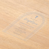 シンプルミニマエレガントリストブルーボーイバプテスマ アクリル招待状 (レイダウン)