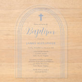 シンプルミニマエレガントリストブルーボーイバプテスマ アクリル招待状 (正面)