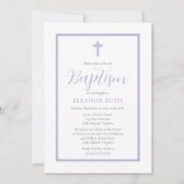 シンプルミニマエレガントリストラベンダーガールバプテスマ 招待状 (正面)