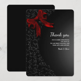 シンプルミニマエレガントリストレッドボウサンキューカード サンキューカード