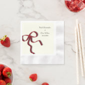 シンプルミニマエレガントリストレッドボウ 縁ありカクテルナプキン (インサイチュ)