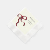 シンプルミニマエレガントリストレッドボウ 縁ありカクテルナプキン (角)