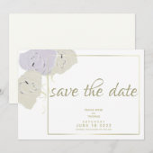 シンプルミニマエレガントリストロマンチックフローラ結婚ズ セーブザデート (正面/裏面)