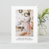 シンプルミニマエレガントリスト家族フォトクリスマス シーズンカード (スタンド正面)