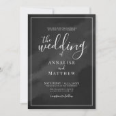 シンプルミニマエレガントリスト水カラー結婚ブラック 招待状 (正面)