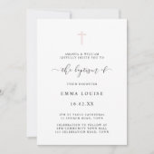 シンプルミニマエレガントリスト水彩十字洗礼 招待状 (正面)