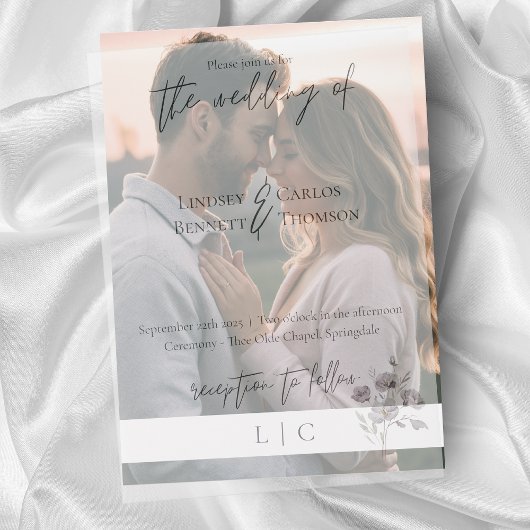 シンプルミニマエレガントリスト海軍の書道acw01fr ベラム紙招待状