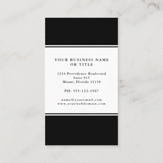 シンプルミニマエレガントリスト白黒色ブロック 名刺 (裏面)