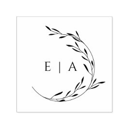 シンプルミニマエレガントリスト葉リースモノグラム セルフインキングスタンプ