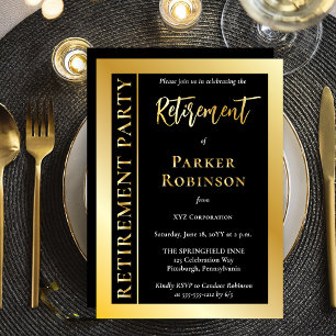 シンプルミニマエレガントリスト退職パーティー 箔招待状