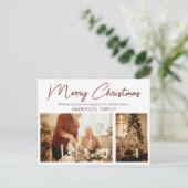 シンプルミニマエレガントリスト2フォトメリークリスマス シーズンポストカード (スタンド正面)