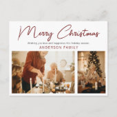 シンプルミニマエレガントリスト2フォトメリークリスマス シーズンポストカード (正面)
