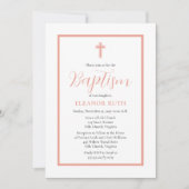 シンプルミニマエレガントリストDK赤面ピンクバプテスマ 招待状 (正面)