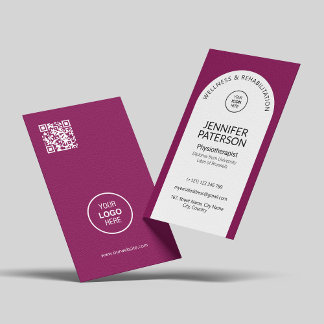 シンプルミニマエレガントリストQrコードベリーホワイト 名刺