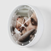 シンプルミニマエレガントリズムカスタム家族写真 壁時計 (傾斜)