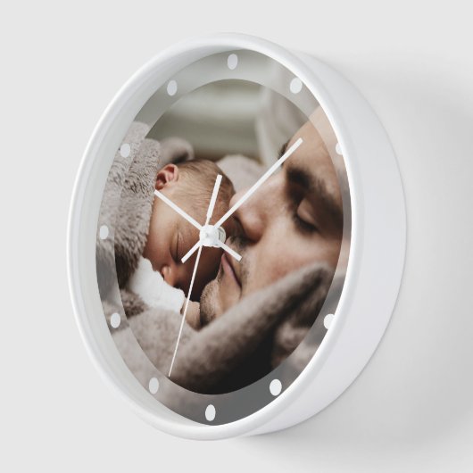 シンプルミニマエレガントリズムカスタム家族写真 壁時計 (傾斜)
