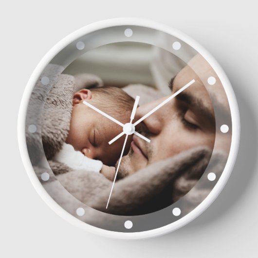 シンプルミニマエレガントリズムカスタム家族写真 壁時計 (正面)