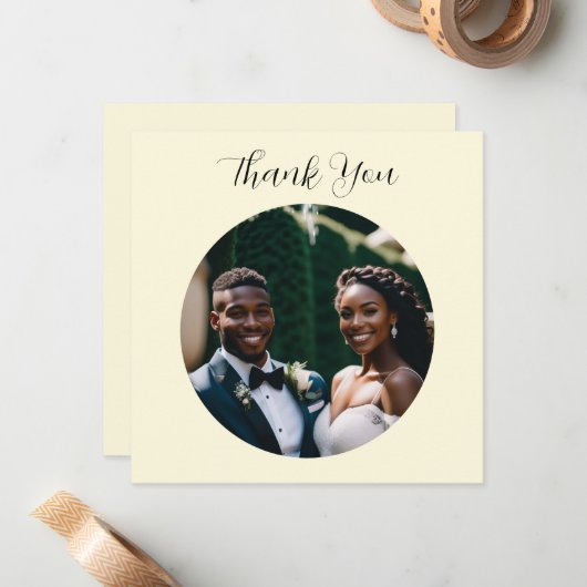 シンプルミニマカスタムリスト写真の結婚ありがとう ノートカード (正面/裏面インサイチュ)