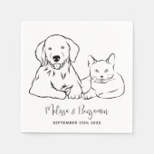 シンプルミニマパーソナライズされたリストのドッグキャッ結婚ト スタンダードカクテルナプキン (正面)