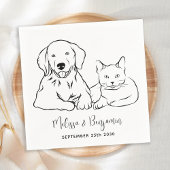 シンプルミニマパーソナライズされたリストのドッグキャッ結婚ト スタンダードカクテルナプキン