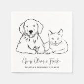 シンプルミニマパーソナライズされたリストのペットドッグ結婚ネコ スタンダードカクテルナプキン (正面)