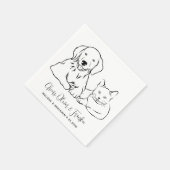 シンプルミニマパーソナライズされたリストのペットドッグ結婚ネコ スタンダードカクテルナプキン (角)