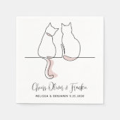 シンプルミニマパーソナライズされたリス応援結婚ネコ スタンダードカクテルナプキン (正面)