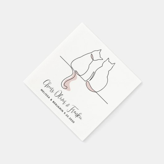 シンプルミニマパーソナライズされたリス応援結婚ネコ スタンダードカクテルナプキン (角)