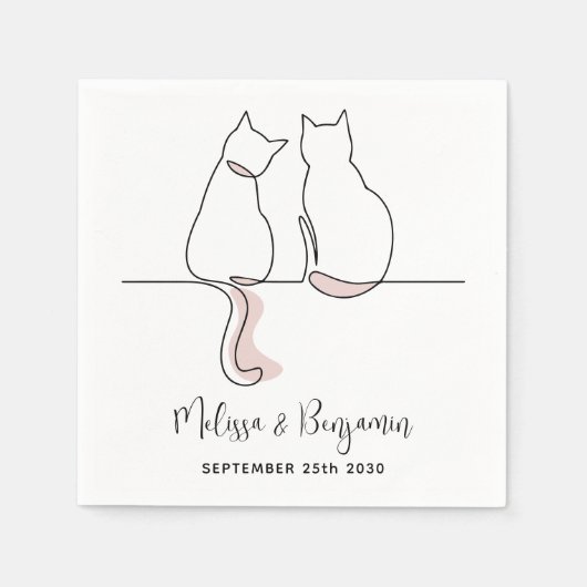 シンプルミニマパーソナライズされたリス結婚ト猫 スタンダードカクテルナプキン (正面)