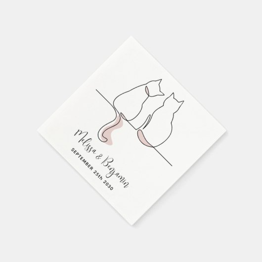 シンプルミニマパーソナライズされたリス結婚ト猫 スタンダードカクテルナプキン (角)