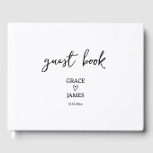 シンプルミニマパーソナライズされた結婚リスト ゲストブック (正面)
