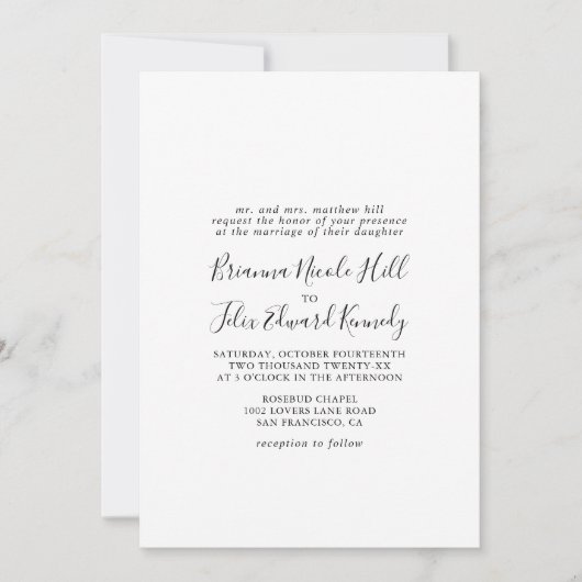 シンプルミニマフォーマル結婚リスト 招待状 (正面)