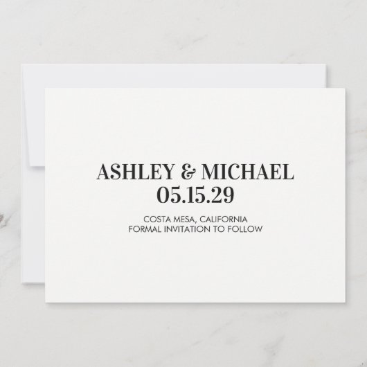 シンプルミニマモダンエレガントリスト写真 セーブザデート (裏面)