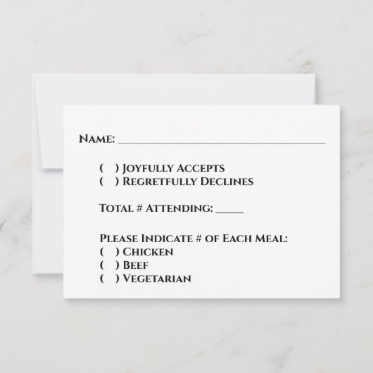 シンプルミニマモダンラ結婚ム写真 出欠カード (裏面)