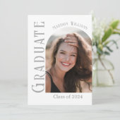 シンプルミニマモダンリストのアーチ型写真卒業 案内状 (スタンド正面)
