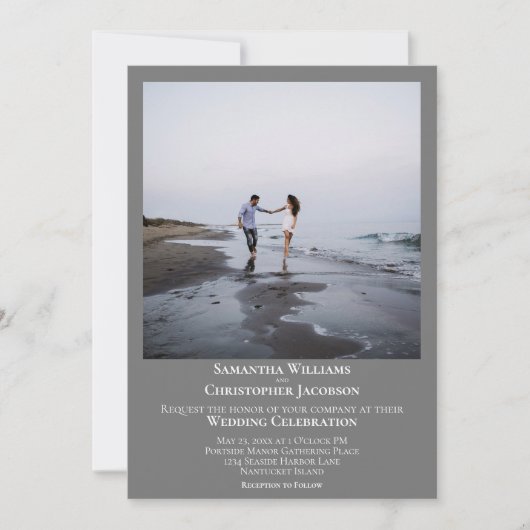 シンプルミニマモダンリストのグ結婚レイ写真 招待状 (正面)