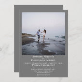 シンプルミニマモダンリストのグ結婚レイ写真 招待状 (正面/裏面)