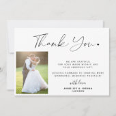 シンプルミニマモダンリストのスクリプ結婚ト2枚 サンキューカード (正面)