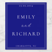 シンプルミニマモダンリストのネイビー結婚ルシルバー ワインラベル (シングルラベル)