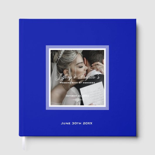 シンプルミニマモダンリストのブルー結婚ズ ゲストブック (正面)