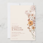 シンプルミニマモダンリストのボホワイルドフラワー結婚ズ 招待状 (正面)