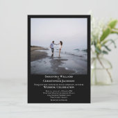 シンプルミニマモダンリストの黒結婚写真 招待状 (スタンド正面)