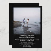 シンプルミニマモダンリストの黒結婚写真 招待状 (正面/裏面)