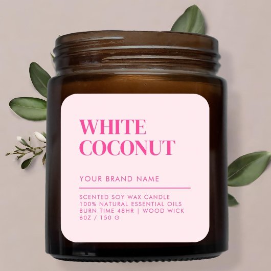 シンプルミニマモダンリストろうそく食品ラベル スクエアシール