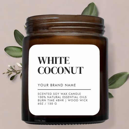 シンプルミニマモダンリストろうそく食品ラベル スクエアシール